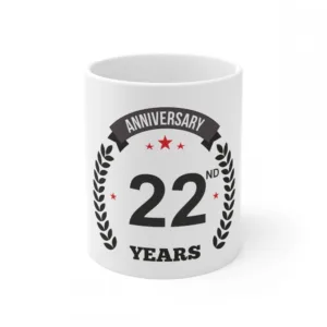 Ceramic 22nd Anniversary Printed Coffee Mug (Color: White, Capacity:330ml)