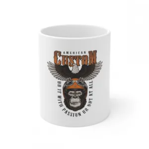 Ceramic Gorila Desing Printed Coffee Mug (Color: White, Capacity:330ml)