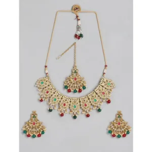 Women's Rose Gold Plated Alloy Necklace & Earings Set (Light Green)