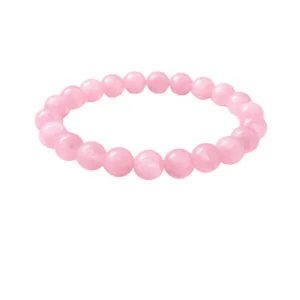 Natural Crystal 8mm Rose Quartz Bracelet  (Light Pink)