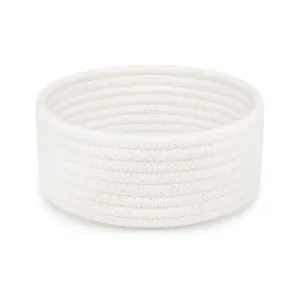 Cotton 8x3 Inch Round 1 Pcs Bedside Organizer With Out Lid (White)