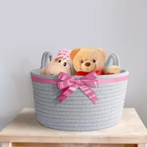 Cotton Pack Of_1 Plain Cat Basket 9x5 Inch (Grey)
